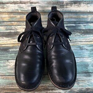 John Varvatos Chukka Boot Mens Size 8M Black Leather Canvas Lace Up Casual Dress